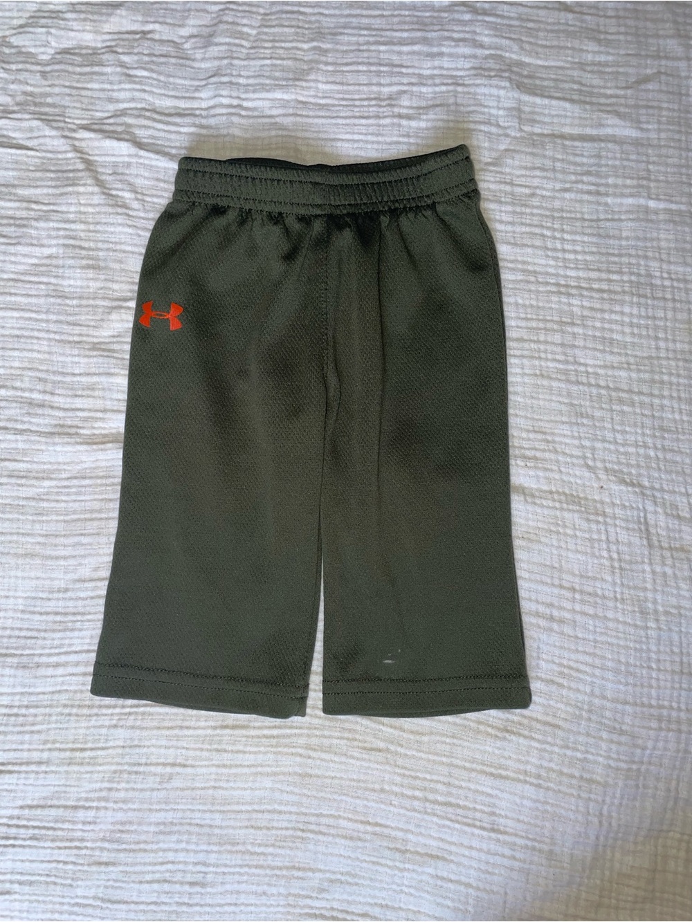 Under Armour Boys Olive Green Shorts with Orange Logo